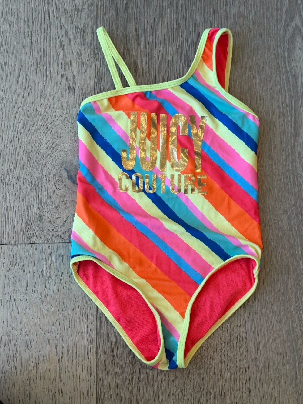 Juicy Couture Girls Rainbow One Piece Swimsuit Size 5 EUC